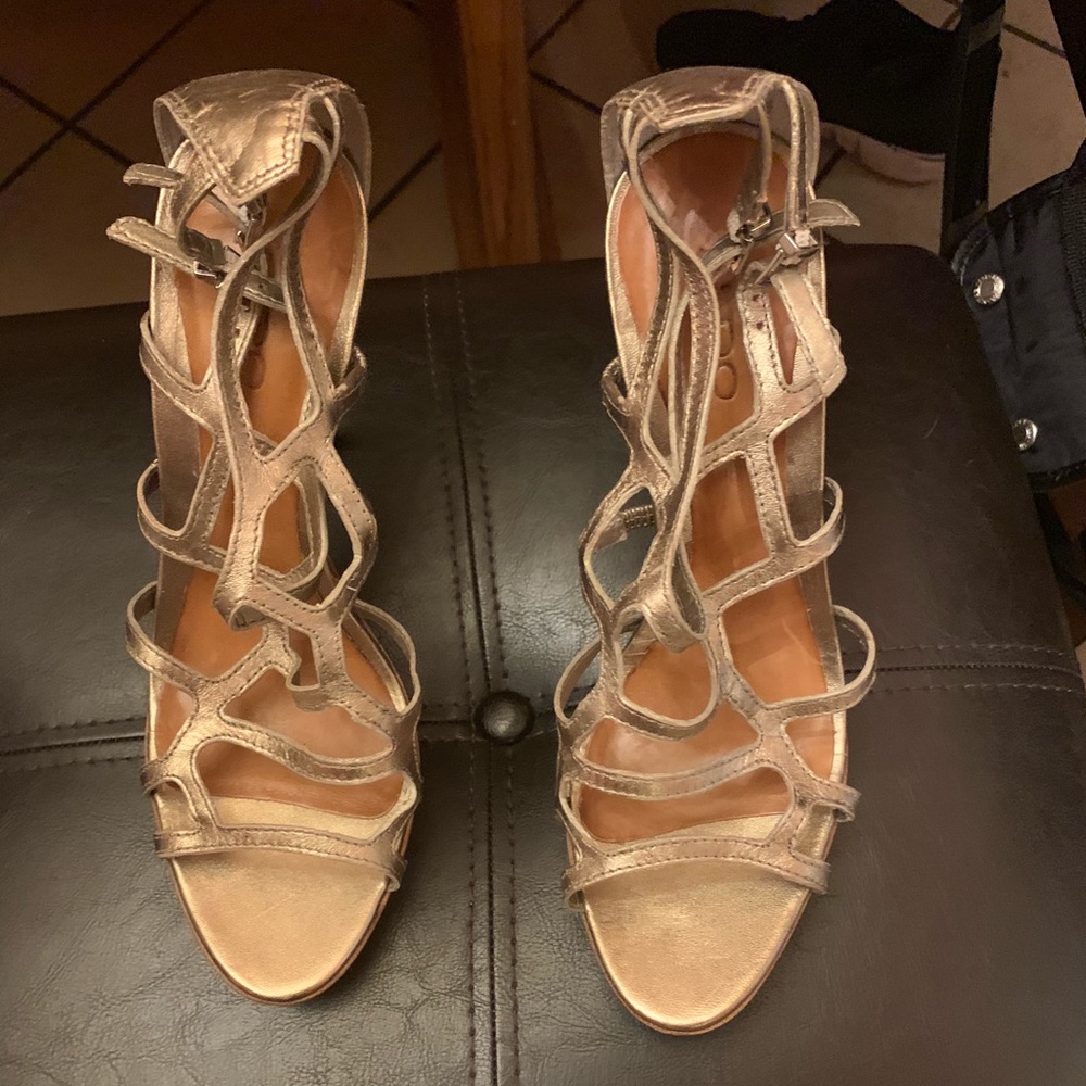 Strapless gold also heels size 41